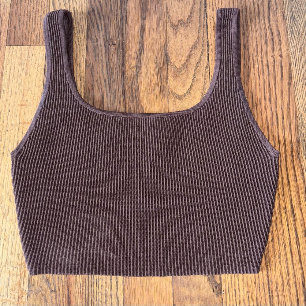 Babaton Women’s Sculpt Ribbed Crop Tank Top Squareneck Size S